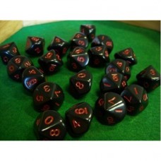 Black Opaque Dice with Red Numbers D10 16mm (5/8in) Pack of 10 Koplow Games   